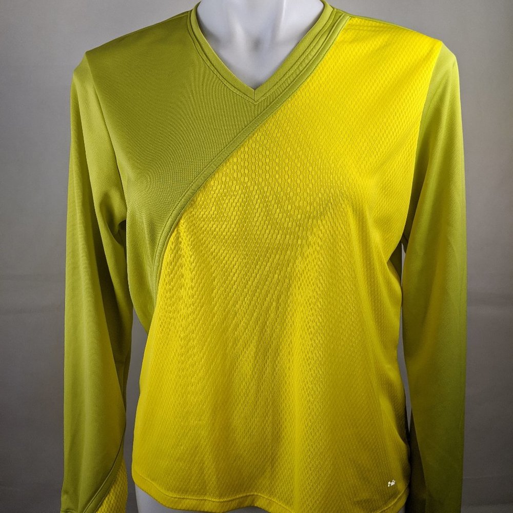 Hind V Neck Long Sleeve Workout Top Sz L